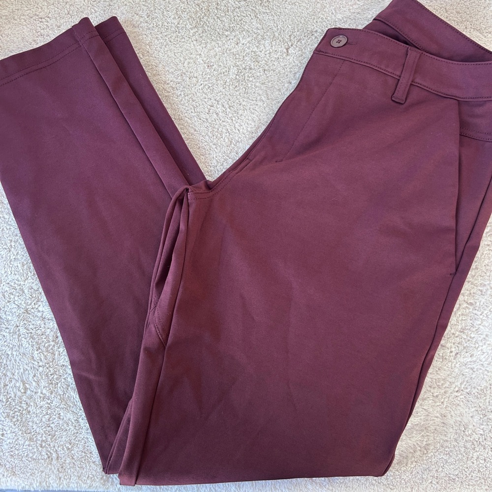 BYLT Premium Basics Everyday Pant 2.0 Mens 34 Slim Fit Maroon Burgundy NWOT